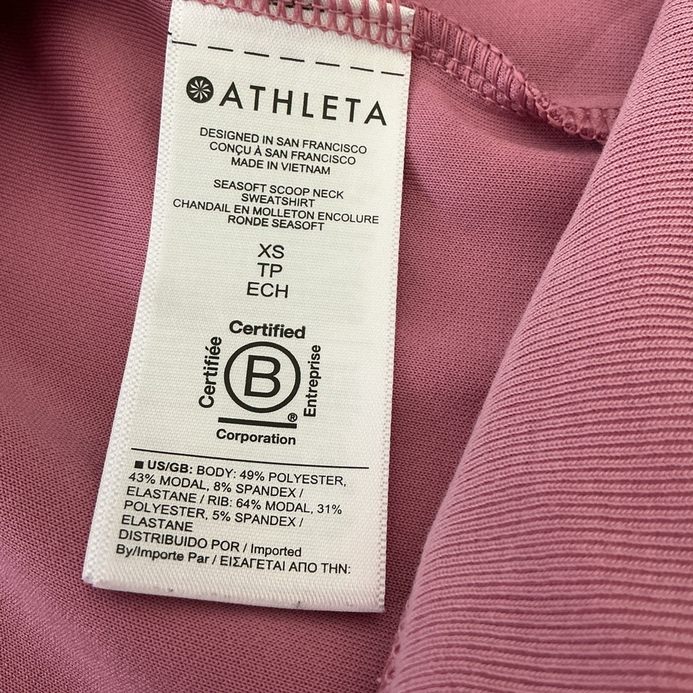 Athleta Women’s Seasoft Scoop Neck Sweatshirt Dusty Pink (Size XS) - Picture 4 of 7